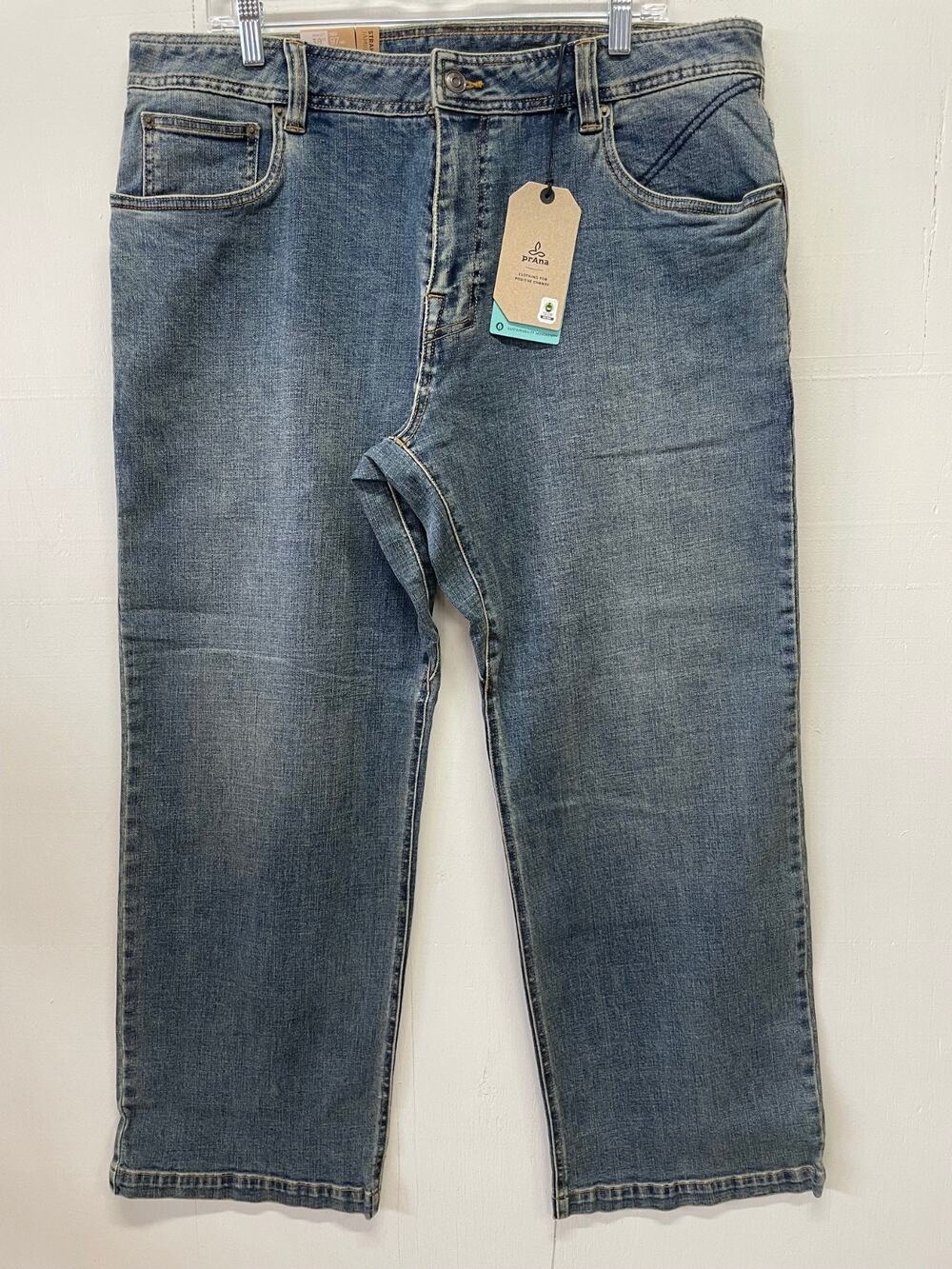 Prana Axiom Straight Leg Jean Men's Size 38X30 Antique Stone Wash, New With Tags